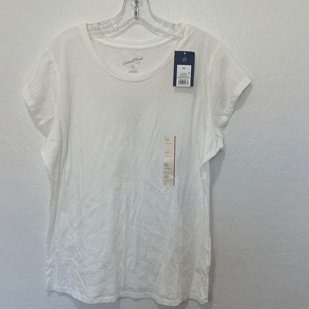 NWT Universal Thread White Short Sleeve Tee Womens plus size XXL linen crew neck